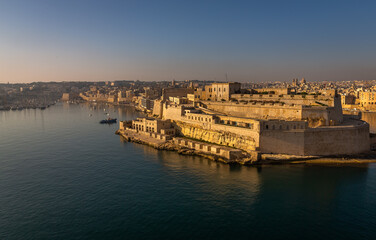 Valletta Panorama of the City Center. Beautiful aerial view of the Valletta city in Malta. Taken from a Ship this photo captures well the amazing architecture and charm of this city.
