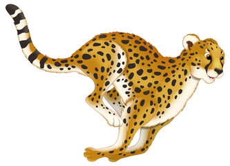 cartoon scene with cat cheetah happy playing fun isolated illustration for children