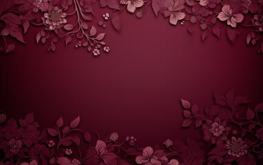 Dark red floral background with copy space for text.
