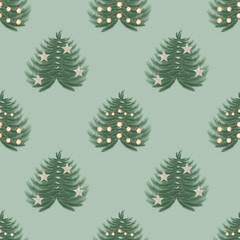 Seamless pattern with Christmas trees