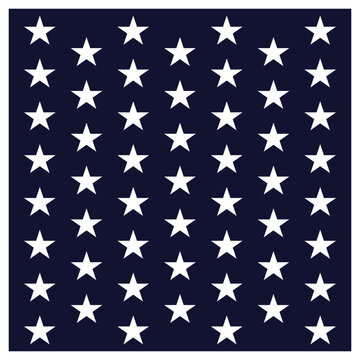 White stars on a dark blue background. American flag pattern. Vector illustration. Abstract background 