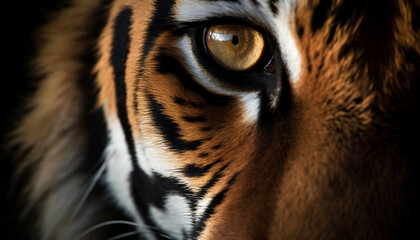 Beautiful Bengal tiger staring with intense focus in the wild generated by AI