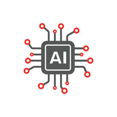 Processor with integrated of artificial intelligence AI. Artificial intelligence chip. Perfect Vector. EPS 10