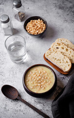 White beans rosemary potato soup in a bowl