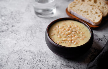 White beans rosemary potato soup in a bowl