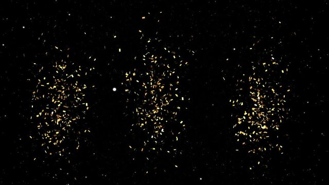 Texte 2024 qui apparait gr&acirc;ce &agrave; des confettis lanc&eacute;s - fond &eacute;toil&eacute; qui avance