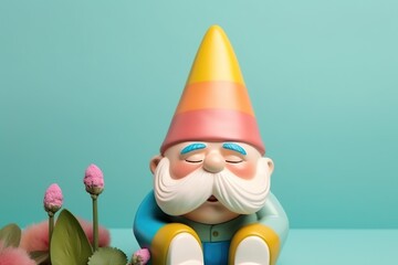 Obraz premium garden gnome crying on a pastel background