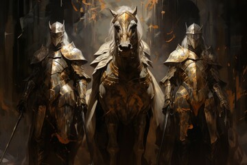 Noble knights clad in shining armor - Generative AI