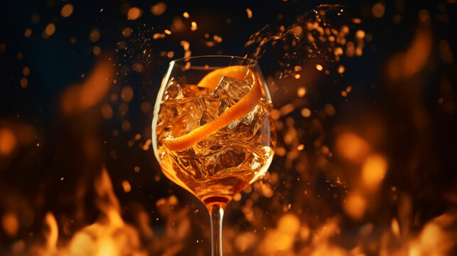 Cocktail Spritz, verre d'alcool, cocktail. célébration et fête. Ambiance festive, nouvel an, anniversaire, soirée. Pour conception et création graphique.