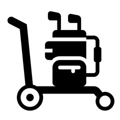 Golf Trolley black solid glyph icon