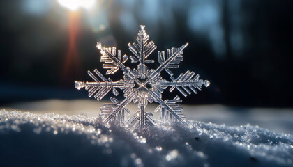 Shiny snowflake shapes illuminate winter celebration with humor and ornamentation generated by AI