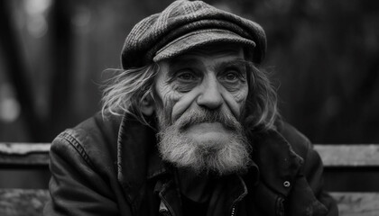 Gray haired senior men sitting outdoors, looking confident and elegant generated by AI