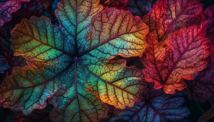 Vibrant autumn foliage showcases nature beauty in multi colored patterns generated by AI