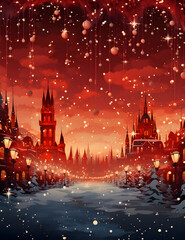 Crimson Festivities, A Vibrant Christmas Background Illustration