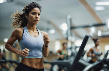 beautiful fitness woman on treadmill