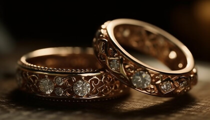 Shiny gold wedding ring, a symbol of love and togetherness generated by AI