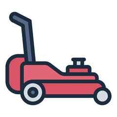 Lawn Mower color filled line icon