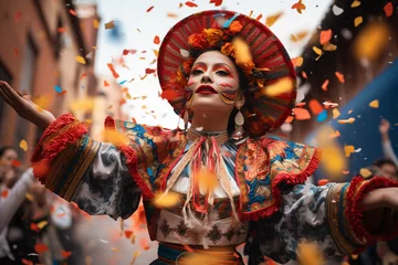 Gordijnen Posadas, The Inns, religious festival celebrated in Mexico, Celebrations, authentic outfits, Mexican Christmas, Las Posadas, large city festivities . © Ruslan Batiuk