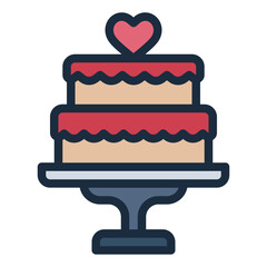 Wedding Cake color filled line icon
