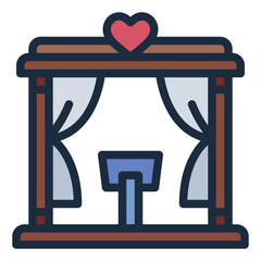 Wedding Altar color filled line icon