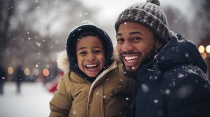 Winter adventurers: A happy father and his son make the most of the chilly season with endless...