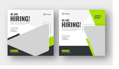 We are hiring job vacancy social media post, employees needed web banner template