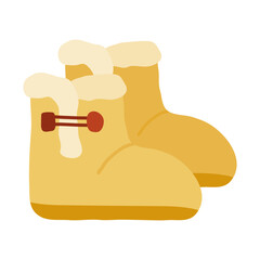 Warm winter suede boots with fur, vector