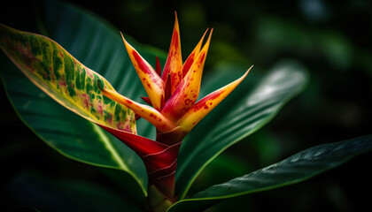 Vibrant tropical bouquet showcases organic beauty in nature growth generated by AI