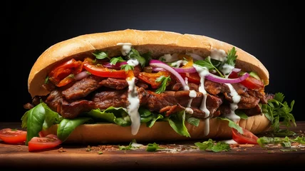 Fotobehang Mouthwatering Doner Kebab Sandwich © Michael