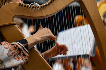 Woman playing the harp