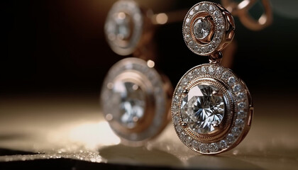 Shiny gold jewelry, antique and elegant, with precious gemstones generated by AI