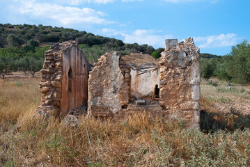 Athens, Greece / September 2023: Traditional village architecture form the Mesogeia region in...