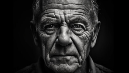Fototapeta na wymiar Sadness and Aging Process in Fine Art Portrait of Senior Men generated by AI