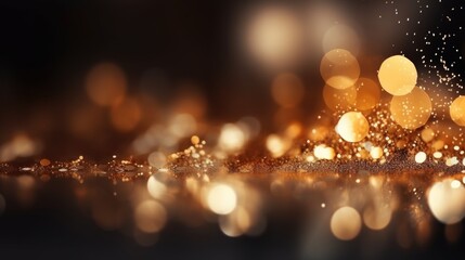 gold sparkle glitter background with bokeh golden texture for Christmas.