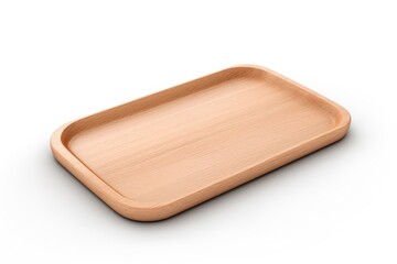 Wooden Tray isolated on white background 