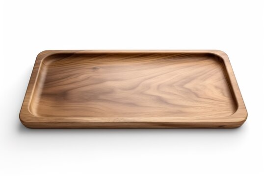Wooden Tray isolated on white background 