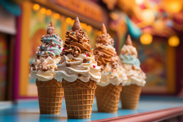 Summer Indulgence-Caramel Drizzled Ice Cream Cone Masterpiece