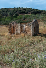 Athens, Greece / September 2023: Traditional village architecture form the Mesogeia region in...