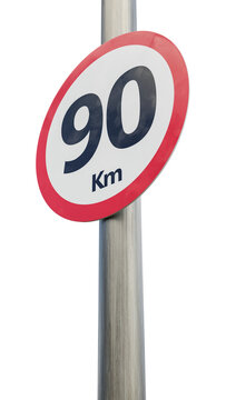 90 km speed limit sign. Ninety kilometer sign 3d render