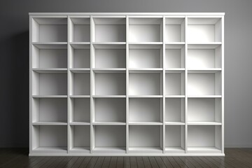 Blank bookcase. Isolated. 3D illustration. Generative AI