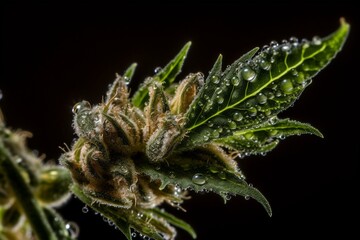 detailed view of cannabis bud. Generative AI