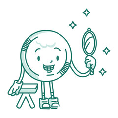 Character Coin Looking In Mirror