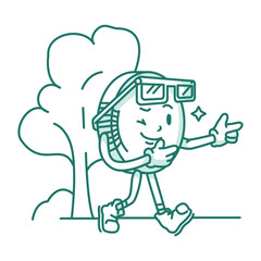 Character Of Coin Walking Joyfully