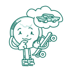 Character Coin Thinking About Dreams Of Car