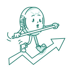 Coin Character Goes Up On Graph