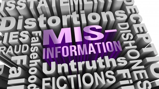 Misinformation Lies Deception Fake News Fraud Words 3d Animation