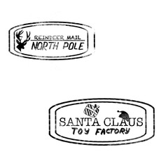Two black seals for Santa Claus envelope delivery to Pole Nord, letterbox, dear Santa