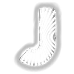 White symbol with ultra thin silver luminous vertical straps. letter j