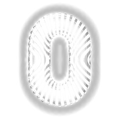 White symbol with ultra thin silver luminous vertical straps. number 0