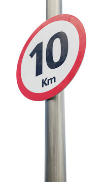 10 km speed limit sign. Ten kilometer sign 3d render